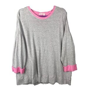 FRESH PRODUCE Sunset Sweatshirt XL / XXL Gray Pink Terry Oversized Top Cozy EUC
